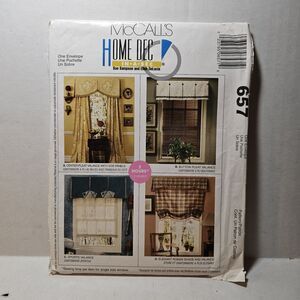 McCalls SewingPattern 657 Window Curtains Valance Panels - NEW Uncut